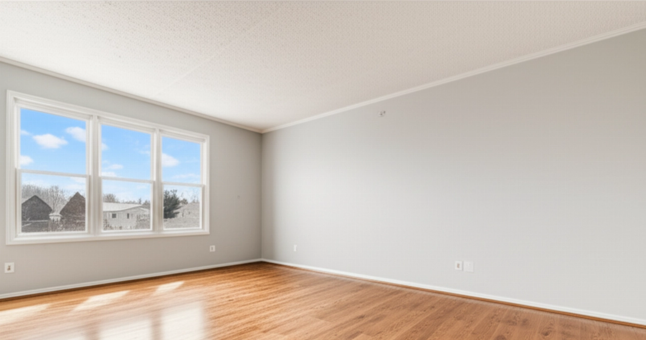 Dormitorio completamente desalojado, limpio y luminoso después del servicio de desalojo.